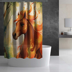 Шторка для душа Милая огненная лошадь, цвет: 3D-принт — фото 2