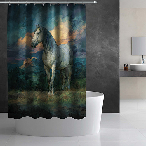 Шторка для ванной Конь маслом / 3D-принт – фото 2