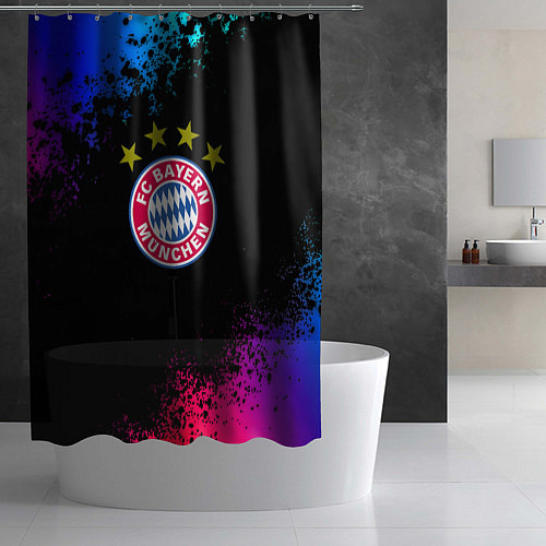 Шторка для ванной Бавария Мюнхен краски неон градиент / 3D-принт – фото 2