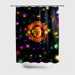 Шторка для душа Манчестер Юнайтед праздничные огни, цвет: 3D-принт