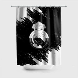 Шторка для душа Реал Мадрид черно белые краски, цвет: 3D-принт