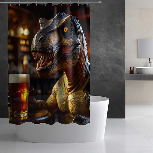 Шторка для ванной Тирекс в пивбаре / 3D-принт – фото 2