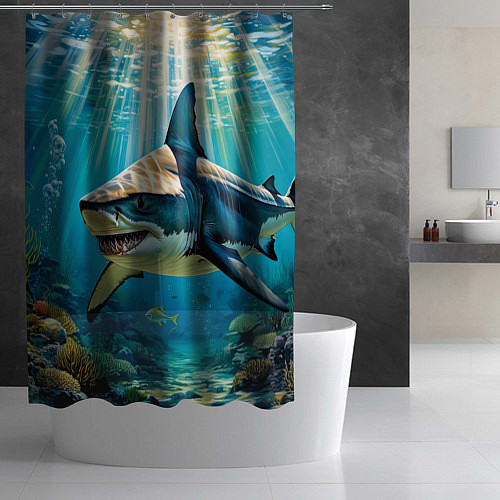 Шторка для ванной Хищник кораллового рифа / 3D-принт – фото 2