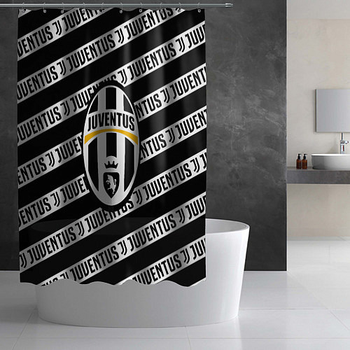 Шторка для ванной Ювентус полосы линии спорт / 3D-принт – фото 2