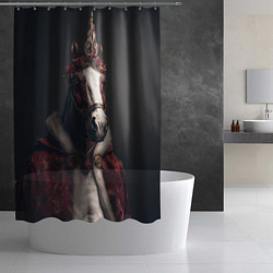 Шторка для душа Лошадь в новогоднем костюме, цвет: 3D-принт — фото 2