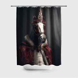 Шторка для душа Лошадь в новогоднем костюме, цвет: 3D-принт