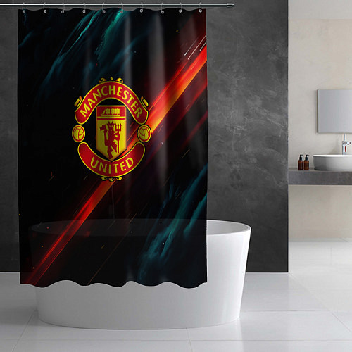 Шторка для ванной Манчестер Юнайтед абстракция / 3D-принт – фото 2