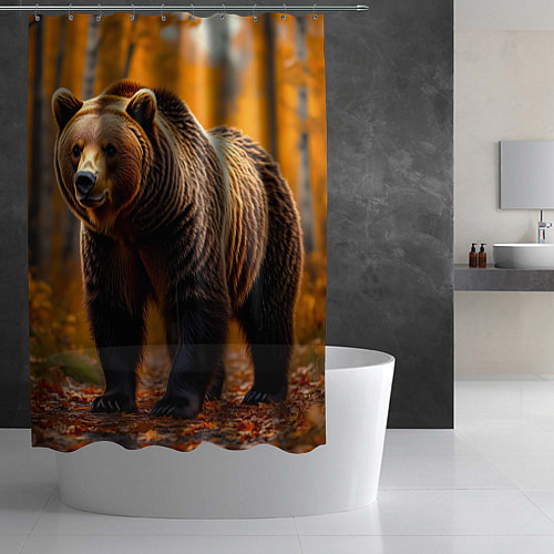 Шторка для ванной Осенний страж леса / 3D-принт – фото 2