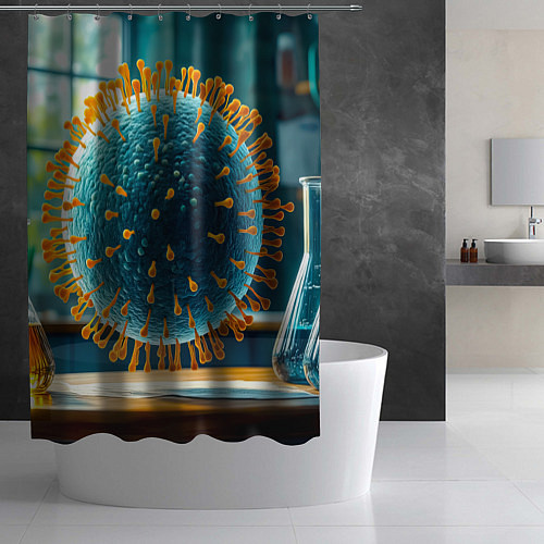 Шторка для ванной Вирус в лаборатории / 3D-принт – фото 2