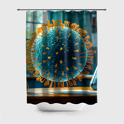 Шторка для душа Вирус в лаборатории, цвет: 3D-принт
