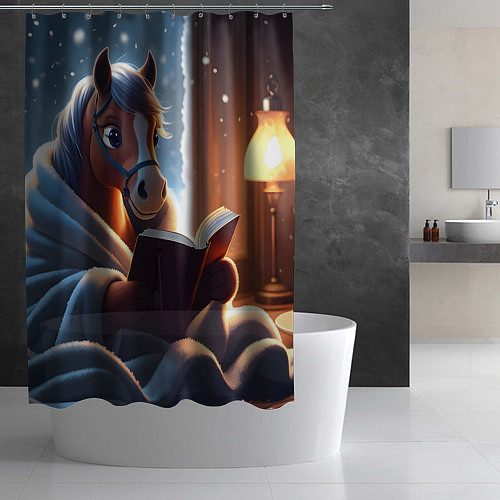 Шторка для ванной Лошадка с книгой / 3D-принт – фото 2