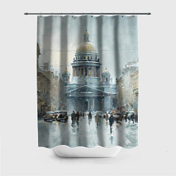 Шторка для душа Санкт-Петербург зимний пейзаж, цвет: 3D-принт