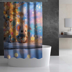 Шторка для душа Новогодняя милая мышка, цвет: 3D-принт — фото 2