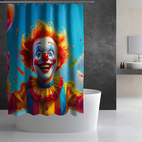 Шторка для ванной Весёлый клоун с шаром / 3D-принт – фото 2