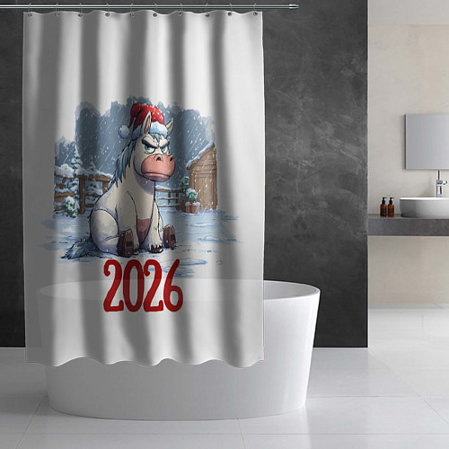 Шторка для ванной Сердитая лошадь 2026 / 3D-принт – фото 2
