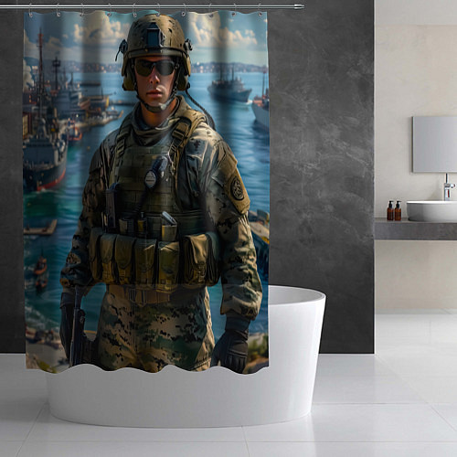 Шторка для ванной Страж морской гавани / 3D-принт – фото 2