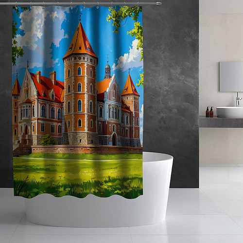 Шторка для ванной Великолепие Мирского замка / 3D-принт – фото 2