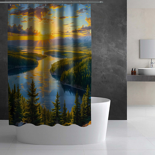 Шторка для ванной Золотой путь реки / 3D-принт – фото 2