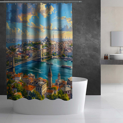 Шторка для ванной Сплетение эпох над Босфором / 3D-принт – фото 2