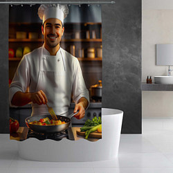 Шторка для душа Шеф-повар в деле, цвет: 3D-принт — фото 2