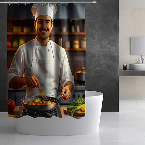Шторка для ванной Шеф-повар в деле / 3D-принт – фото 2