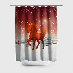 Шторка для душа Огненная текстурная лошадь 2026, цвет: 3D-принт