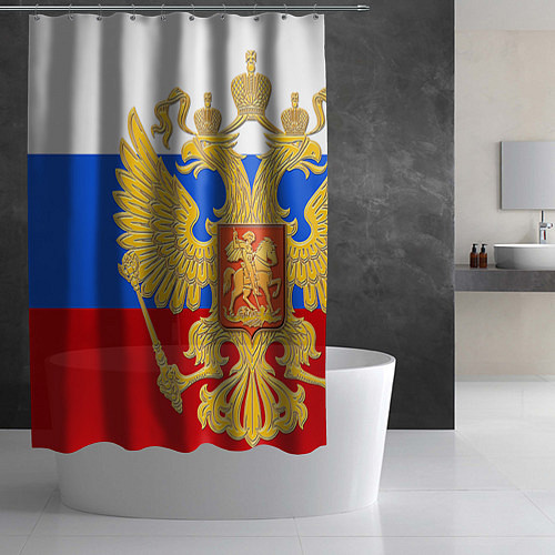Шторка для ванной Герб России: триколор / 3D-принт – фото 2