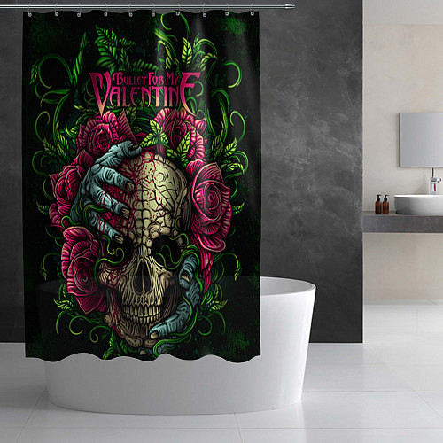 Шторка для ванной BFMV: Roses Skull / 3D-принт – фото 2