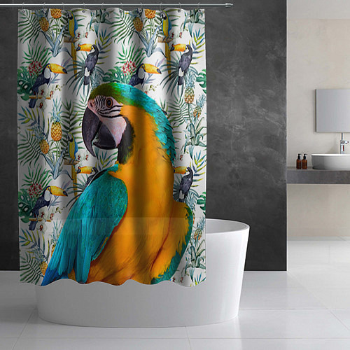 Шторка для ванной Летний попугай / 3D-принт – фото 2