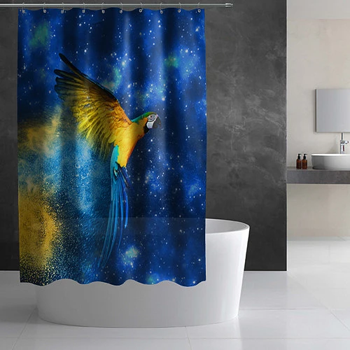 Шторка для ванной Космический попугай / 3D-принт – фото 2