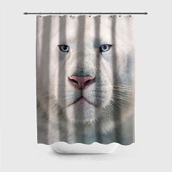 Шторка для душа Взгляд белого льва, цвет: 3D-принт