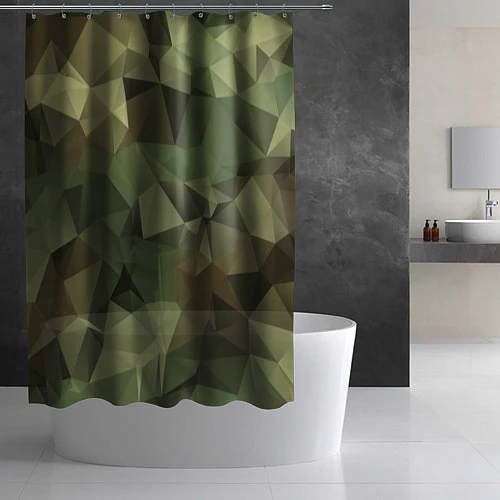 Шторка для ванной Полигональный камуфляж / 3D-принт – фото 2