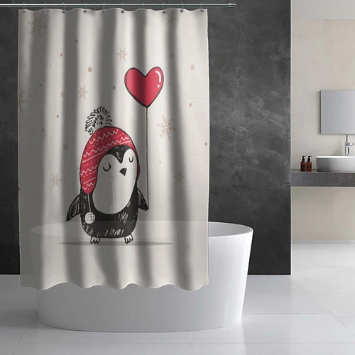 Шторка для ванной Влюбленный пингвин / 3D-принт – фото 2