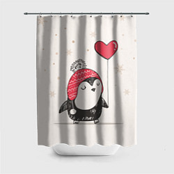 Шторка для душа Влюбленный пингвин, цвет: 3D-принт