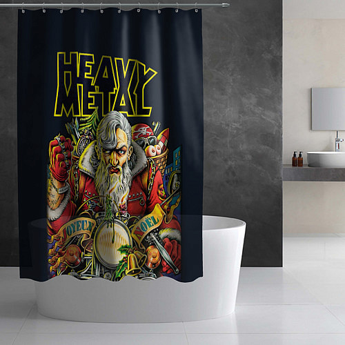 Шторка для ванной Heavy Metal Santa / 3D-принт – фото 2