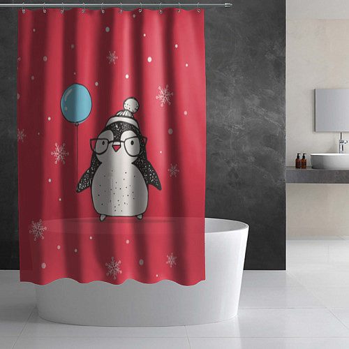 Шторка для ванной Влюбленная пингвинка / 3D-принт – фото 2