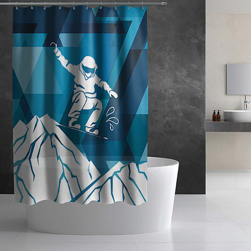 Шторка для ванной Горы и сноубордист / 3D-принт – фото 2