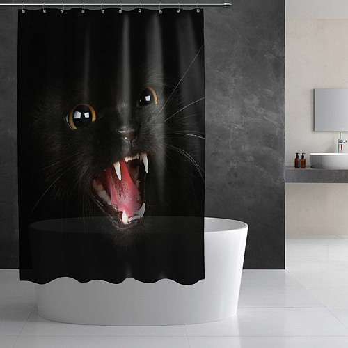 Шторка для ванной Черный кот / 3D-принт – фото 2