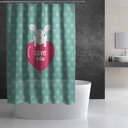 Шторка для ванной Rabbit: Love you / 3D-принт – фото 2