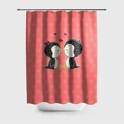 Шторка для душа Влюбленные пингвины, цвет: 3D-принт