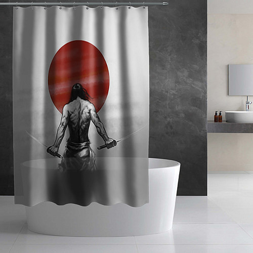 Шторка для ванной Ярость самурая / 3D-принт – фото 2