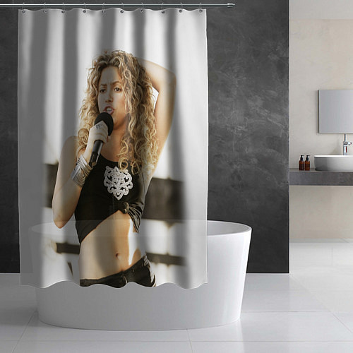 Шторка для ванной Шакира поет / 3D-принт – фото 2