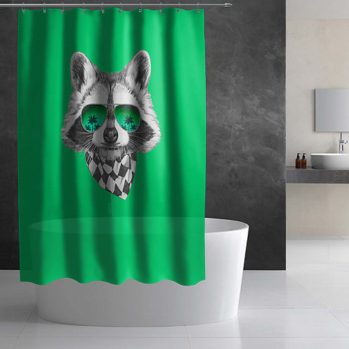 Шторка для ванной Енот в очках / 3D-принт – фото 2