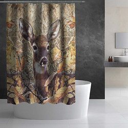 Шторка для душа Оленёнок в осеннем лесу, цвет: 3D-принт — фото 2