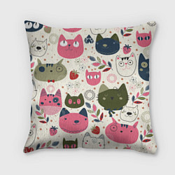 Подушка квадратная Радостные котики, цвет: 3D-принт