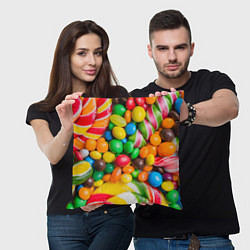 Подушка квадратная Сладкие конфетки, цвет: 3D-принт — фото 2