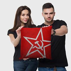 Подушка квадратная Флаг СССР: Серп и Молот, цвет: 3D-принт — фото 2