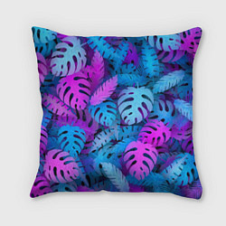 Подушка квадратная Сине-розовые тропики, цвет: 3D-принт