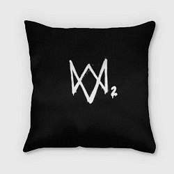 Подушка квадратная Watch Dogs 2 лого, цвет: 3D-принт