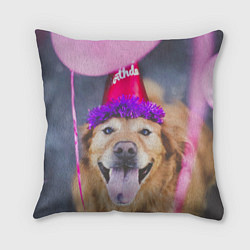 Подушка квадратная Birthday Dog, цвет: 3D-принт